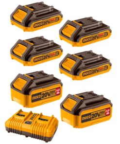 Set 6 Baterías 20V: 4 Baterías 2AH + 2 Baterías 4AH + Cargador Doble